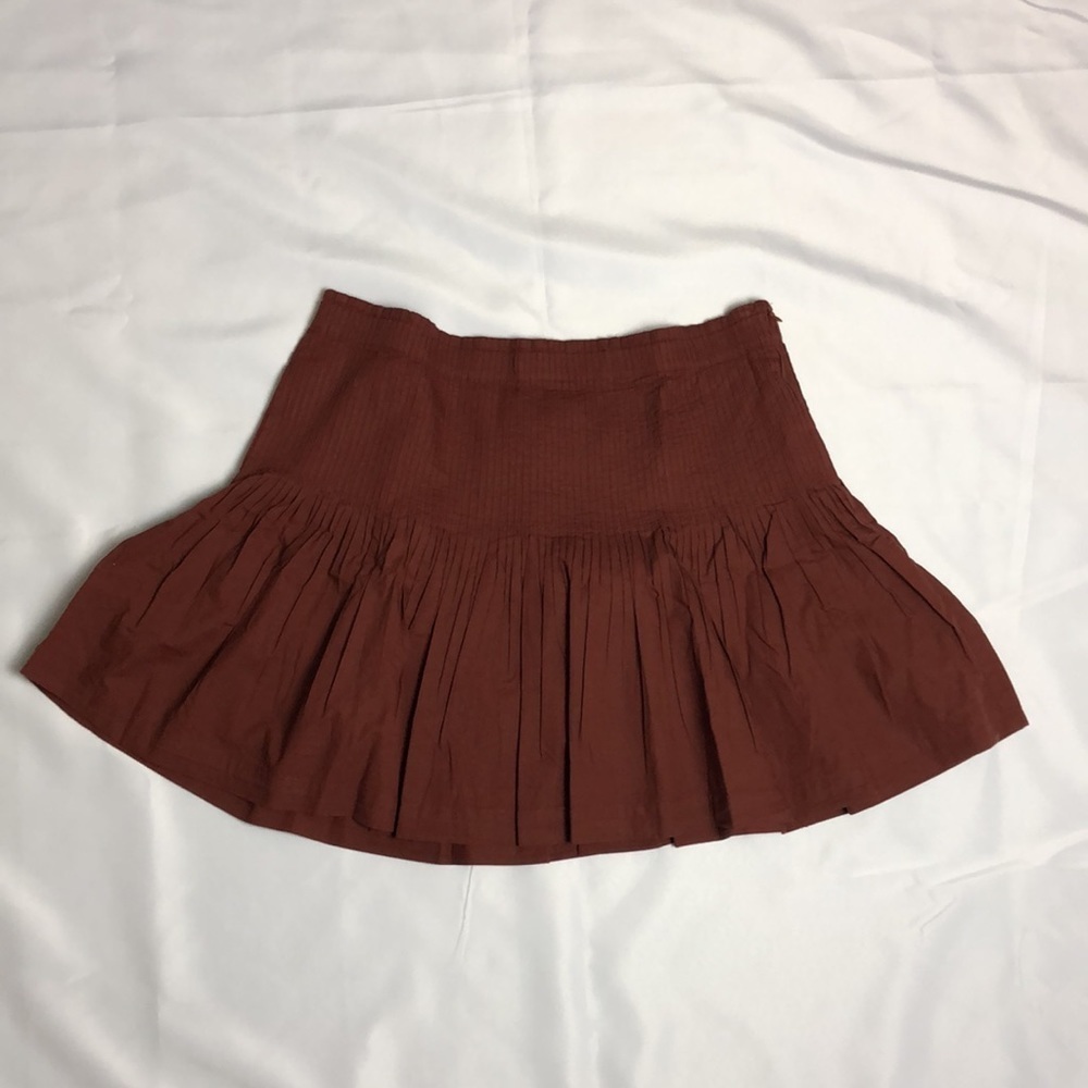 💙 XL 💙 NWT Anthro Pleated Pintucked Mini Skirt Chocolate Brown